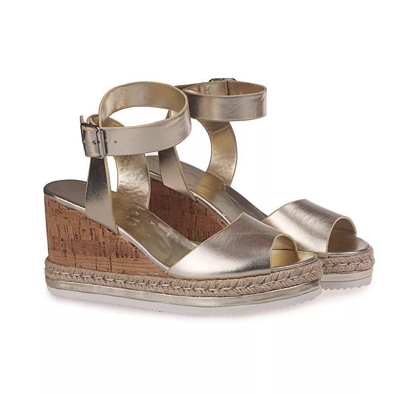 

Summer new flat-bottomed wedge sandals women s fish mouth one-word buckle with bark vine sole high-heeled women s sandals 43