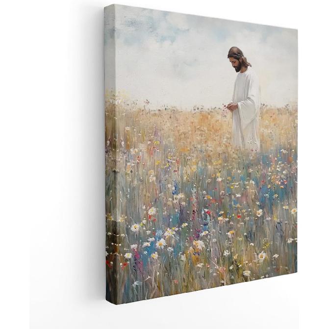 APJYM Psalm 23 the Lord is My Shepherd Bible Verse Canvas Wall Art Framed, Christian Room Decor, Jesus and Lamb Christian Prints Poster Wall Decor