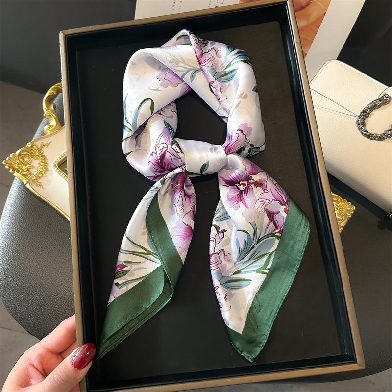 Luxury Brand Silk Square Scarf Women Satin Shawls Neckerchief Casual Beach Scarves Bandana Hair Tie Hjiab Foulard