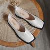 Retro Square Head Shallow Mouth Women's Spring and Autumn New Versatile Thick Medium Low Heel British Style Small Leather Shoes Loafers Grandma Shoes