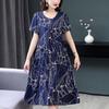 Damen Frühling Sommer Leichtes Glattes Kleid Bestickte Übergrößenkleider Kurzarmkleider