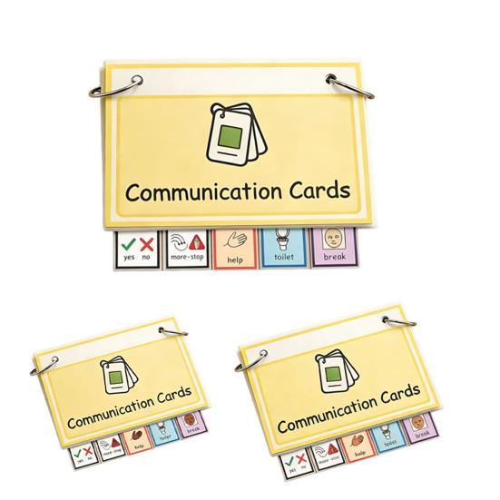 Communication Cards Basic Needs Communication Card with Metal Rings for Non Verbal Speech Therapy Children Adults Seniors