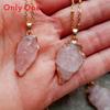 Crystal Pendant Necklace With Asymmetric Pink Quartz For Fashion Jewelry Enthusiasts