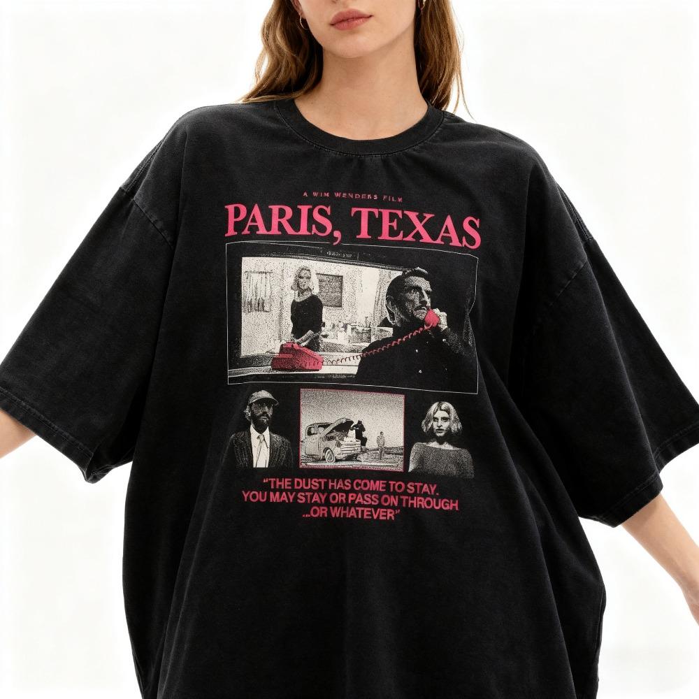 Paris Texas 1984 Film T-Shirt Wim Wenders T-Shirt Schwarz Klassisches T-Shirt Gildan 5000 Streetwear Harry Dean Stanton
