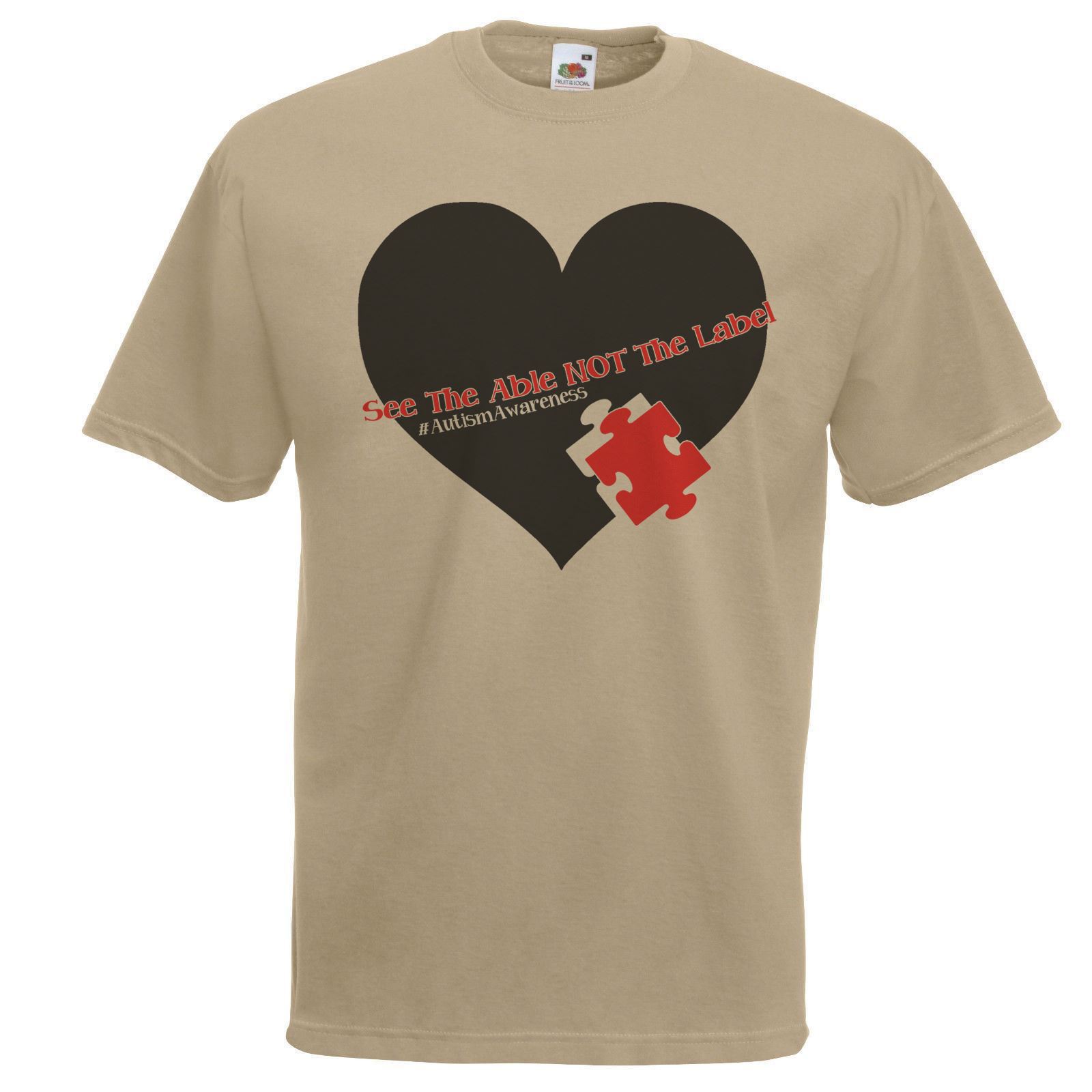 Adults Autism Awareness See The Able Not The Label Unisex Khaki TShirt S