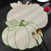 Elegant Embroidered Pumpkins Leaf Placemat For Halloween Dining Table Decoration Waterproof And Heat Resistant Kitchens Tableware