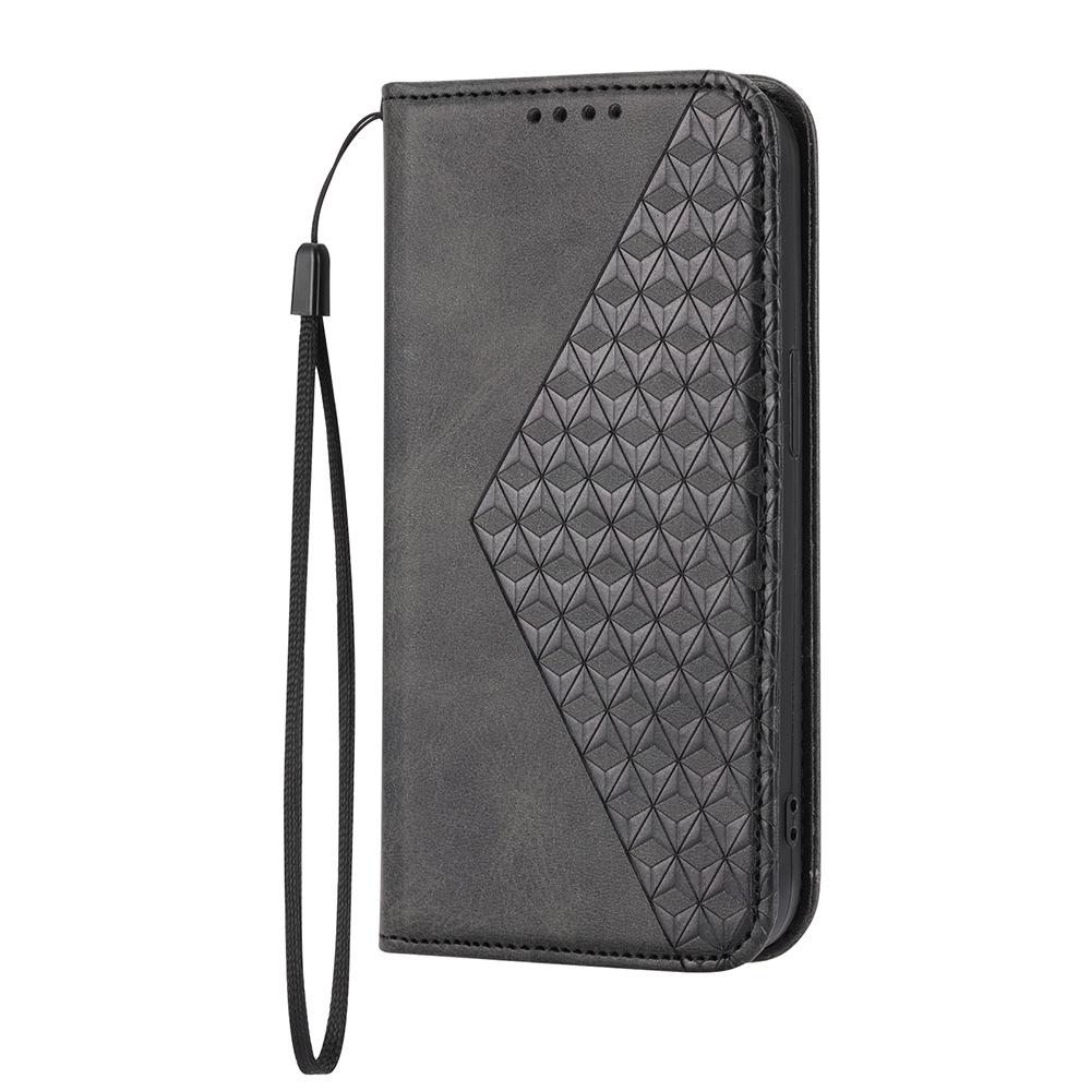 Applicable To Samsung S26Edge Embossed iPhone17E iPhone Leather Case Calf Pattern Flip Phone Case Magnetic Attraction