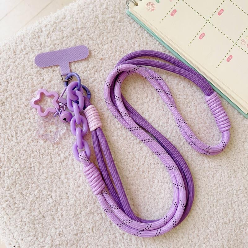 Y2k Korea Cute Star Bell Nylon Diagonal Span Rope Mobile Phone Anti-lost Thickened Halter Chain Outdoor Phone Long Lanyard Chain