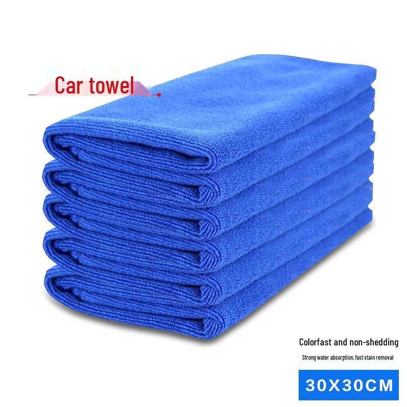 Microfiber Car Wash Towel, 30x30cm, Blue Edged Drying & Waxing Cloth.