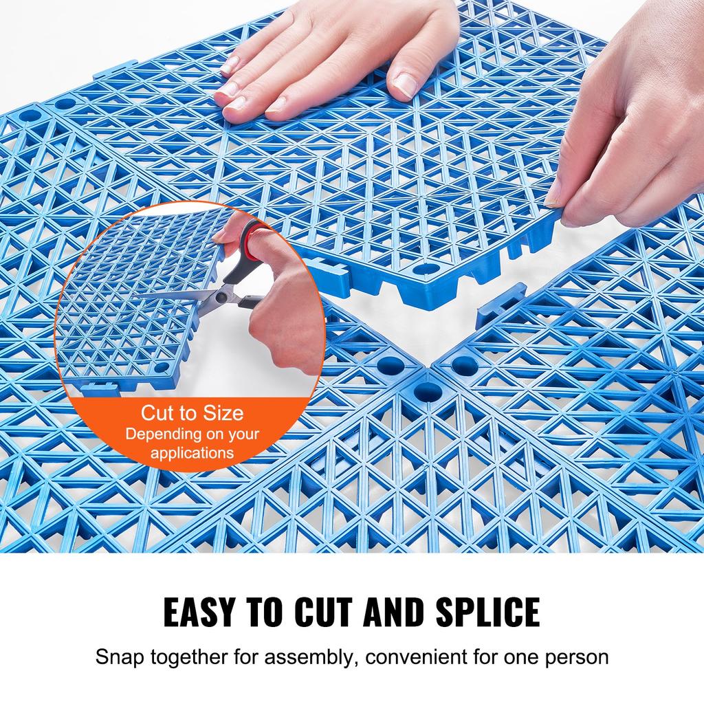 VEVOR Modular Interlocking Cushion, 50 Pack 30 X 30 Cm Splicing Drainage Mats, Soft PVC Interlocking Drainage Floor Tiles
