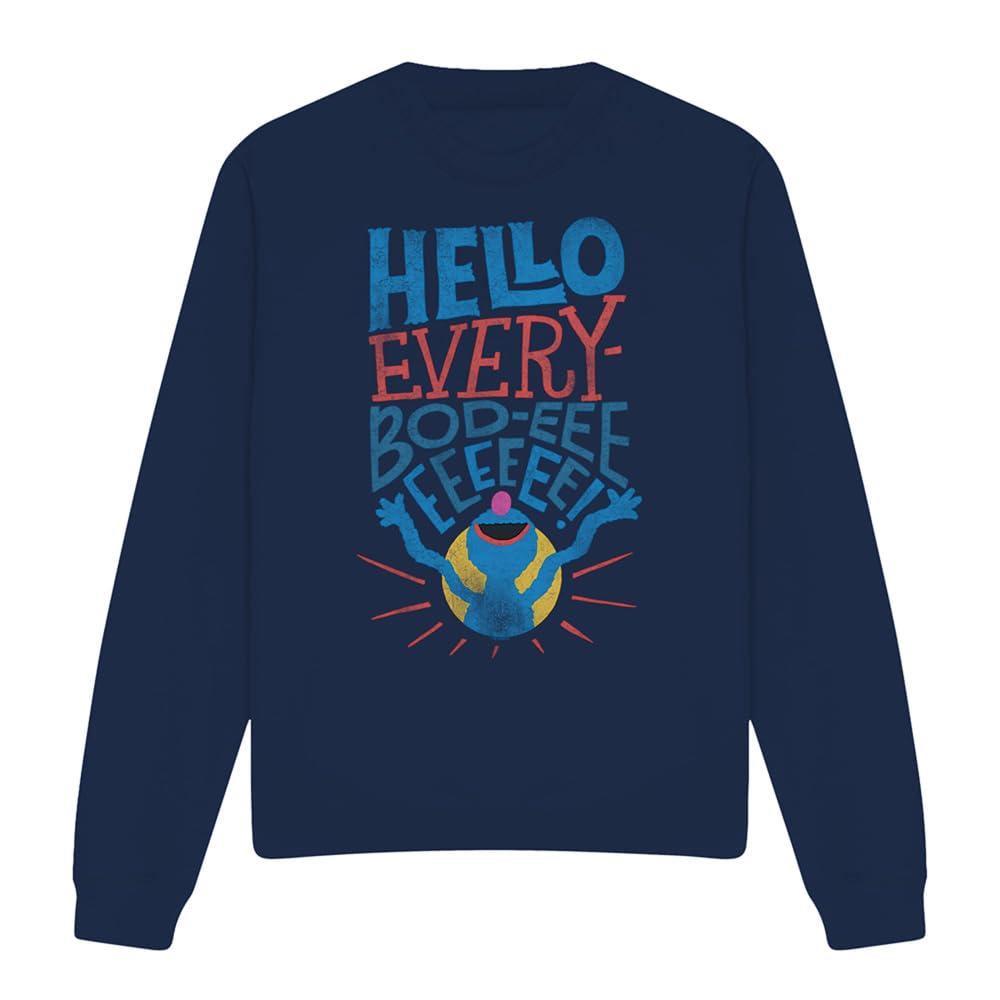 Sesame Street Unisex Adult Hello Everybody Grover Sweatshirt