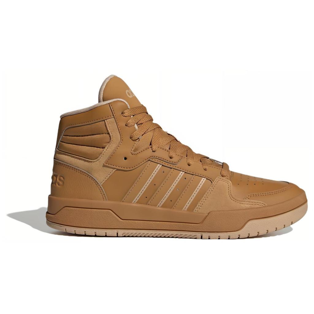 Adidas Neo Entrap Mid Round Toe Lace-Up Slip-Resistant Durable High-Top Skate Shoes Unisex Sneakers Brown ID6008
