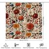 Vibrant Floral Shower Curtain Luxurious Bath Decor In Red, Orange Blue Waterproof Fabric For Bathroom Curtains Unisex Home Decor