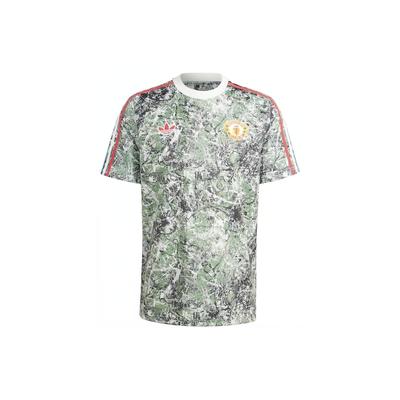 adidas Originální tréninkový pruhovaný fotbalový dres s krátkým rukávem Manchester United Unisex Topy Zelený IM8270