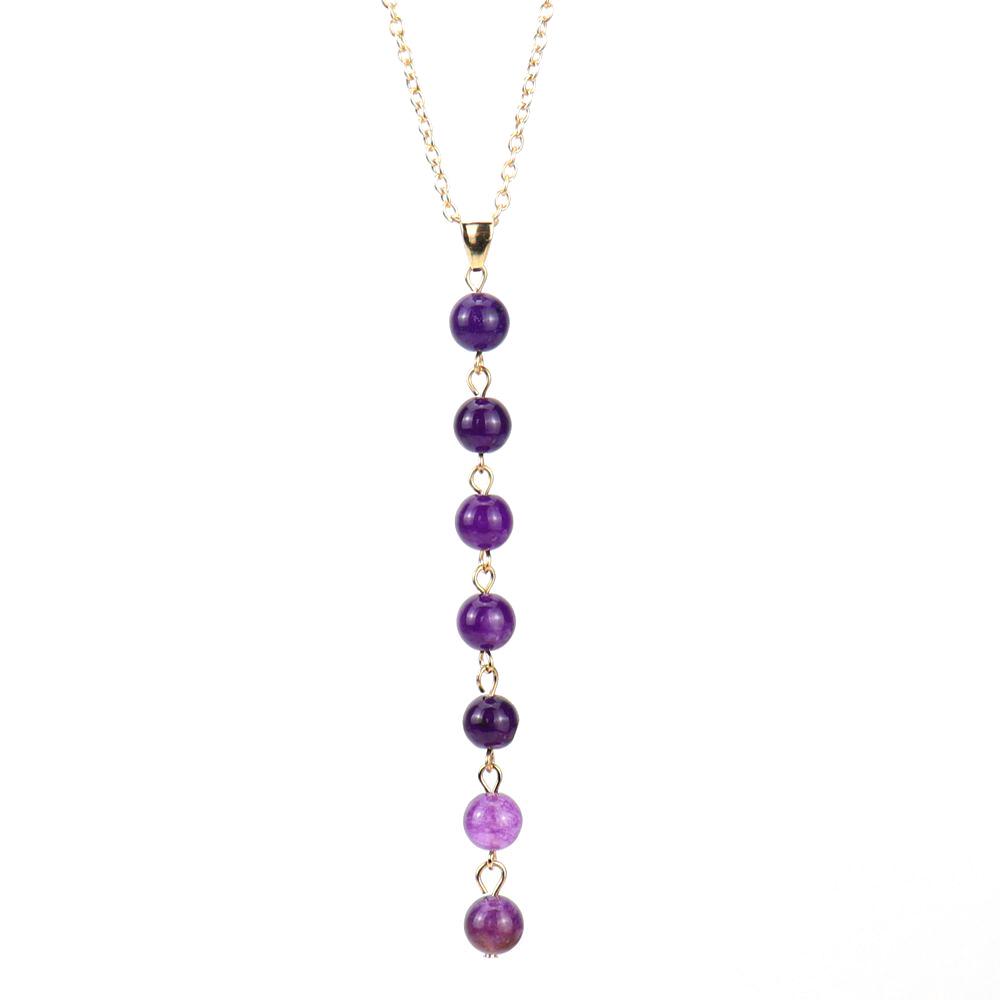 Handmade Multi-Color Agate Stone Pendant with 8mm Yoga Buddhist Beads Necklace N544