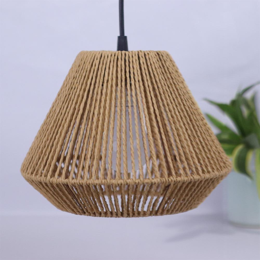 JOYINLED Boho Rattan Chandelier E27 Hand Woven Hemp Rope Hanging Light Vintage Farmhouse Bedroom Living Room Decor Pendant Lamps
