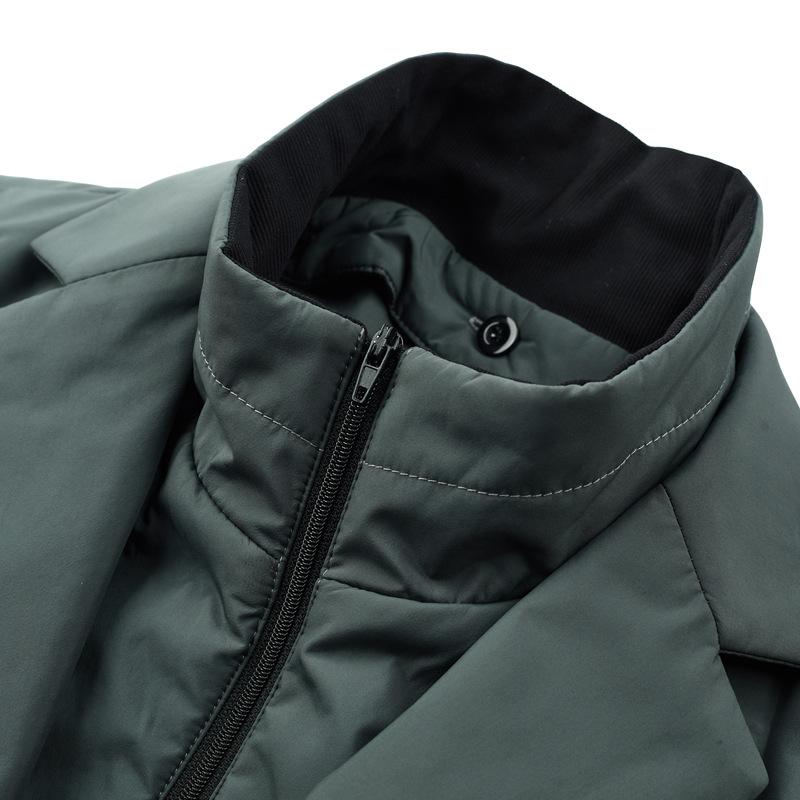Chaqueta cálida de dos piezas falsa de invierno para hombre, chaqueta cálida de ocio para negocios, chaqueta de plumón con cuello alto