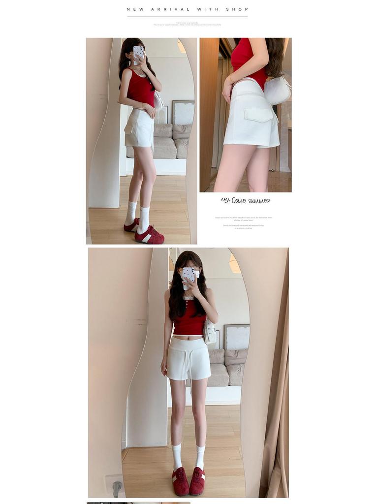 Women's Gray High-Waist Sports Shorts Spring 2026 - Slimming Summer Hot Pants