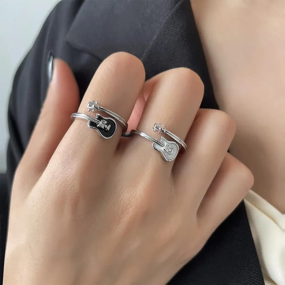 Music Note Guitar Ring Jewelry Niche Design Adjustable Index Rings for Women Statement Finger Wedding Valentine's