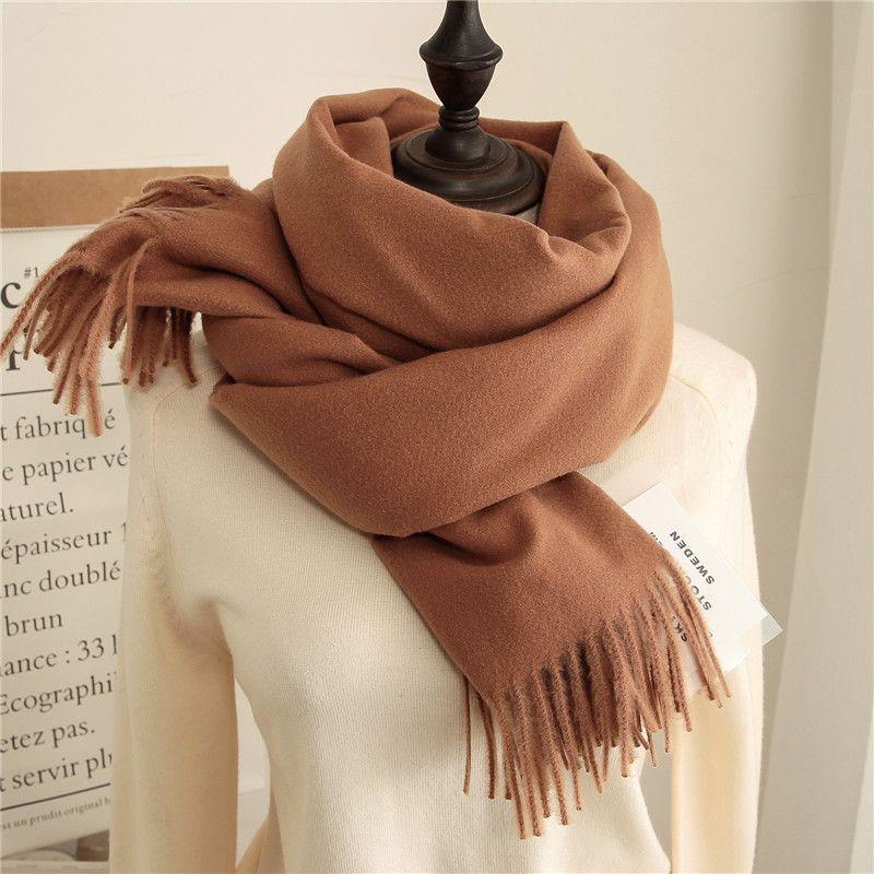 Women's Faux Cashmere Warm Scarf - Autumn/Winter Solid Color Korean Style Shawl