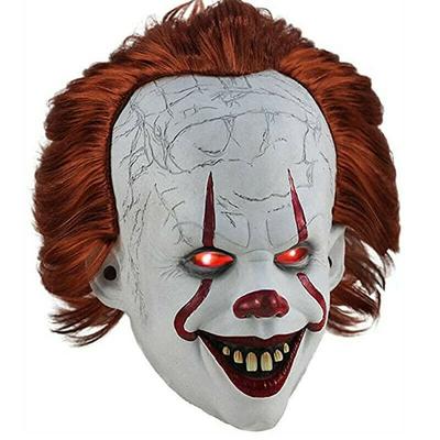 Scary Clown Pennywise IT Full Mask Glowing Eyes Horror Cosplay Halloween Costume