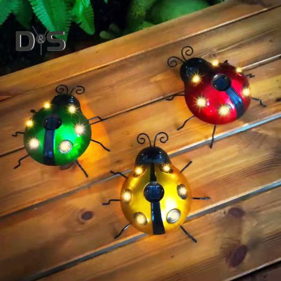 Marienkäfer Garten Statue Licht Solar Power Outdoor LED Dekorative Lampe Schmiedeeisen Landschaft Hof Licht