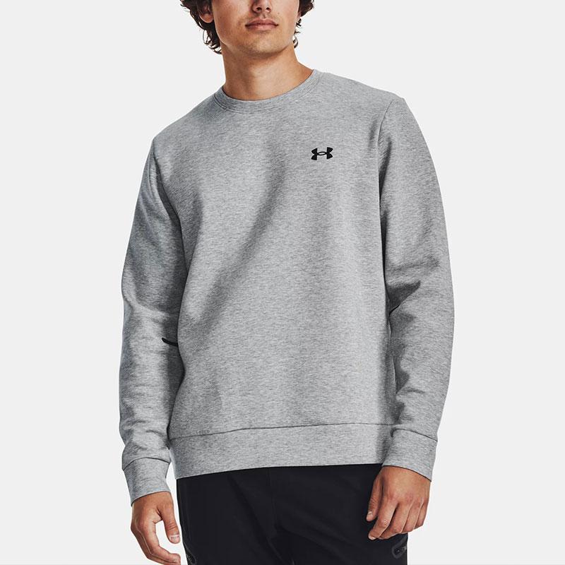 Under Armour Unstoppable Fleece Crew Logo Print Pullover Long Sleeve Sweatshirt Men Sweatshirt Gray 1381688-011