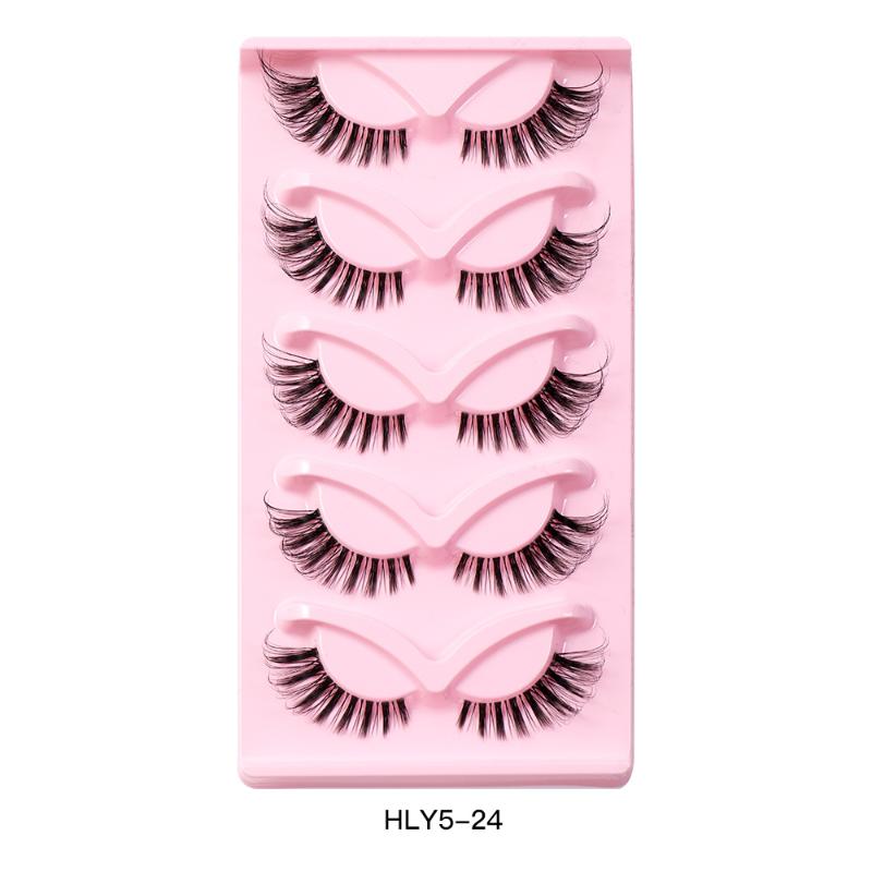 Fox Eye False Eyelashes 5 Pairs Soft Lengthening Thick Curling Natural Look Lashes for Halloween Party Makeup 24