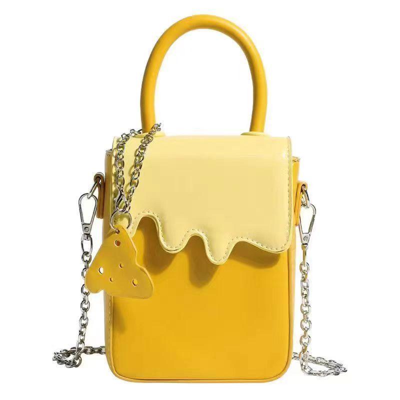 

JIAERDI Sweet Cute Yellow Biscuit Handbag Women Chain Leather Square Small Purse Ladies Korean Casual Fashion Crossbody Bag 2025