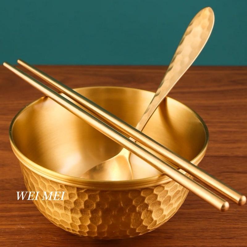 Handcrafted Vintage Brass Salad Bowl,Thickened Hammer Texture Outdoor Picnic Soup Bowl,Camping For Home Copper Tableware 12 cm