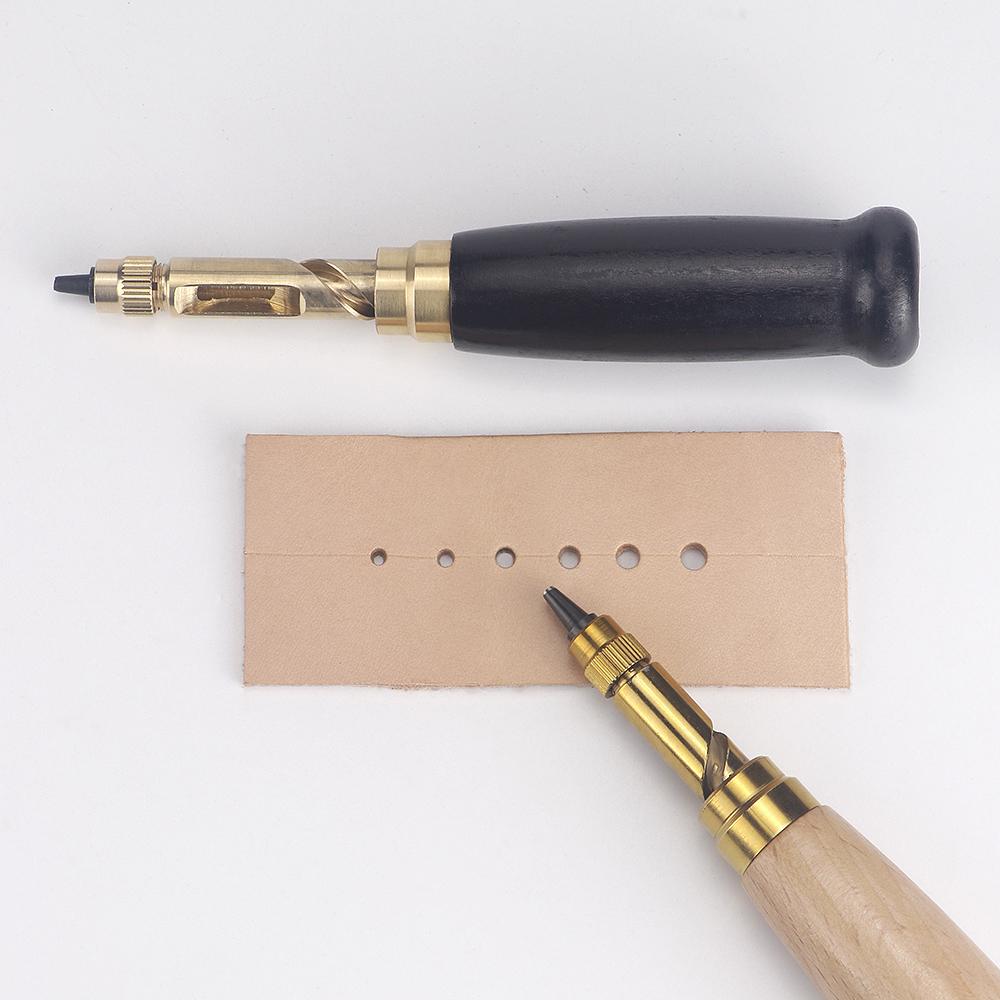 DIY Manual Leather Hole Punch Set, Rotary Puncher, Adjustable Screw Punch Tool, Screw Drill Tip Die for Leatherworking & Crafts