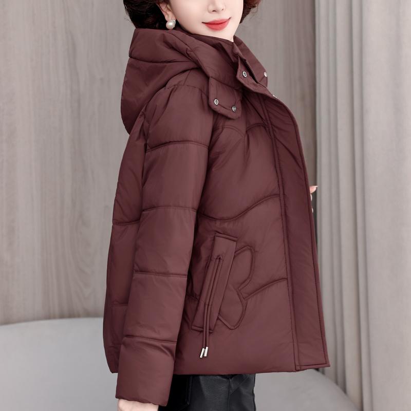 Plus Size XL-5XL Middle Age Woman Winter Short Coats Hooded Elegant Loose Thick Warm Parkas Female Jacket