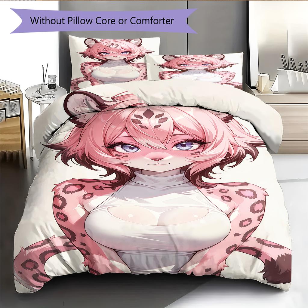 Anime Pattern Bedding Quilt Set Quilt Cover Pillowcase Home Decoration Birthday Gift (1 * Duvet Cover + 2 * Pillowcase, Without Core)