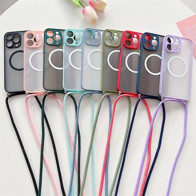 Crossbody Lanyard pouzdro na telefon pro iPhone 15 14 Pro Max pro Magsafe Magnetic Frosted Cover iPhone 13 12 11 14 Plus