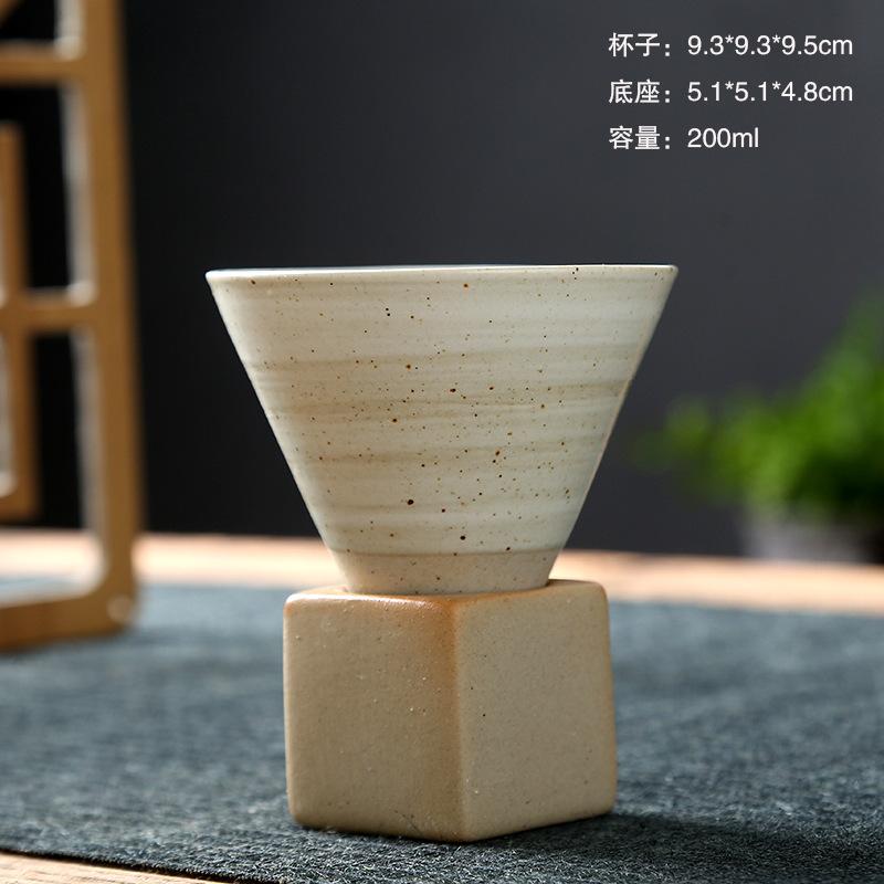 Cana de cafea ceramică în stil japonez, formă de con triunghiular, ceramică, ceașcă de ceai/cafea, retro, cană de apă pentru casă, birou, căni de cafea, nou
