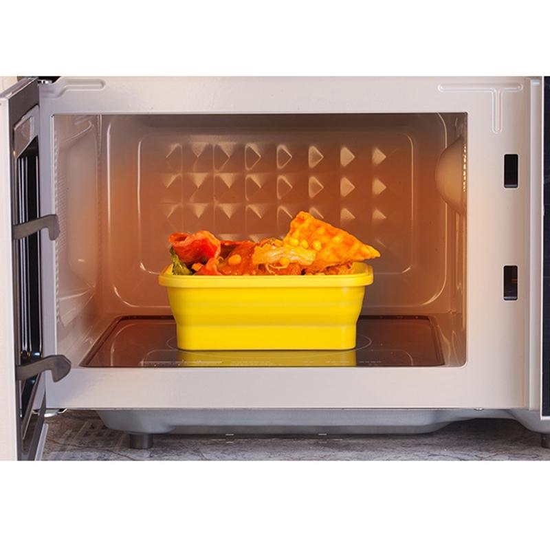 Silicone Foldable Lunch Box Collapsible Food Storage Container Bento BPA Free Microwavable Portable Picnic Rectangle Box