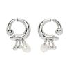 Punk Silver Color Pearl Tassel Drop Earrings for Women Exquisite Metal Geometric C-Shaped Dangle Earrings Jewelry Accessories