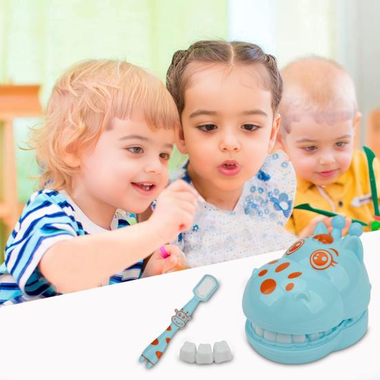 Dětská zubní hrací sada Interaktivní model zubů se zubním kartáčkem Zábavná zubařská hračka ve tvaru žirafy pro hru na role Vzdělávání o ústní hygieně