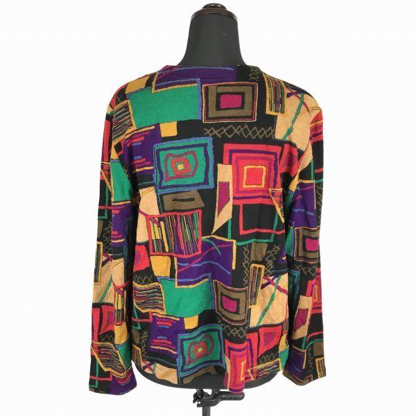 80s-90s Style Sara Gni Coogi Pattern Sweater/Men’s Size M/Black×Red×Purple/Bold Knit(USED)