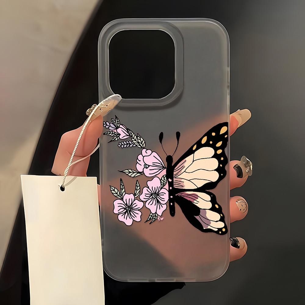 

Чехлы для мобильных телефонов iPhone 11 13 15 Pro Max 12 14 Pro Max Чехол для iPhone 16 15 Plus 13 Pro 12 Матовая текстура с рисунком в виде мультяшных цветов iPhone 16 Pro Max чёрный