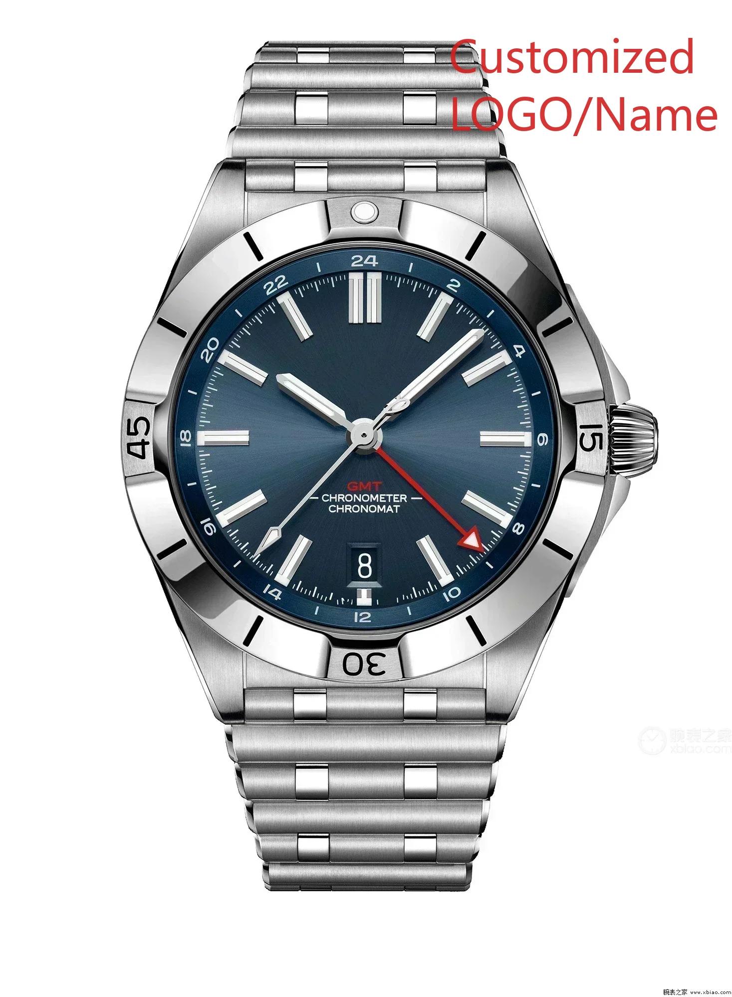 

A11 Store Индивидуальные часы Спортивные часы Зеленые Синие Часы GMT Chronomat Автоматические Механические Нержавеющая сталь 904L синий