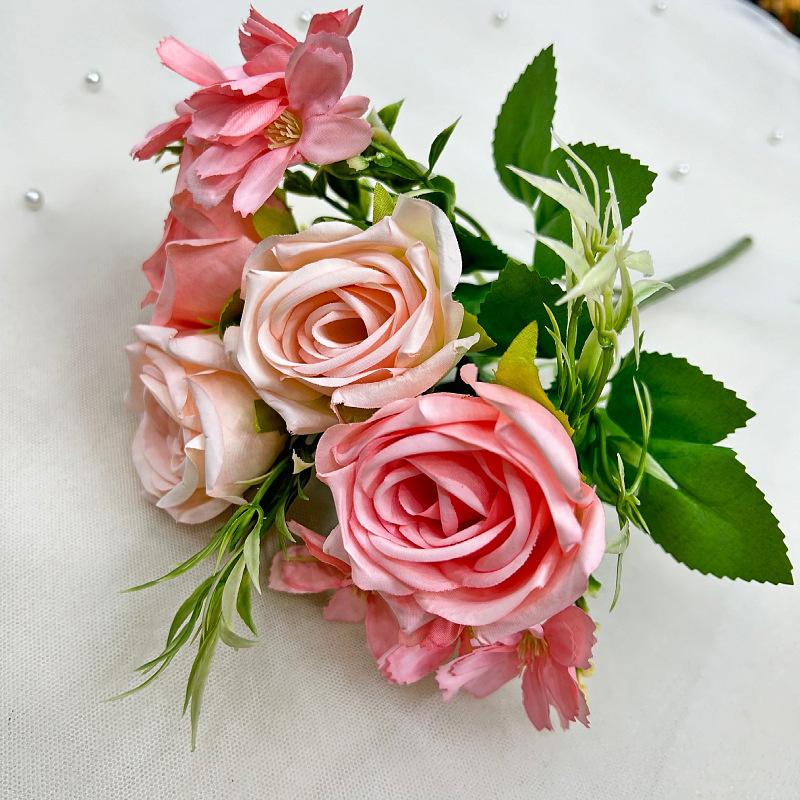 Artificial Flower Spring 4 Flower Rose Chrysanthemum Combination Flower Rose Fake Flower Silk Flower Small Rose