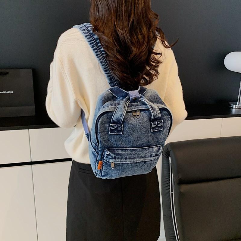 Retro Denim Backpack Student Schoolbag