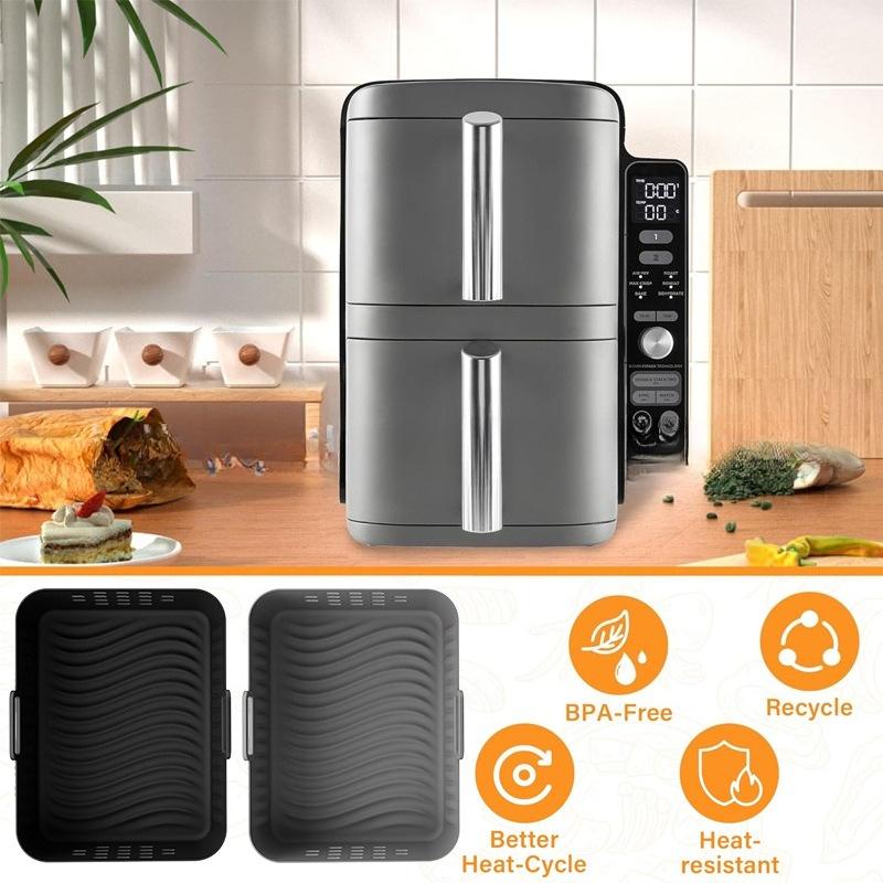 New Air Fryer Silicone Liners for Ninja SL400 SL401 Double Stack XL Basket Reusable Air Fryer Baking Tray Airfryer Parts LIJIAO