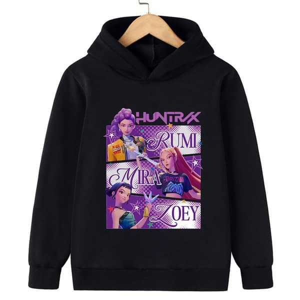 Autumn Winter KPop Demon Hunters Pattern Hoodies Fashionable Casual Warm Sports Long Sleeved Children's Boy and Girl Kids Unisex Hooded Sweatshirts