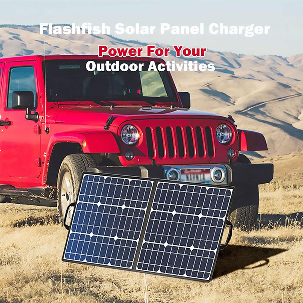 Refurbished:Flashfish SP50 50W 18V Solar Panel with 4 DC Connectors, Portable Foldable PV Panels Monocrystalline Solar Panel
