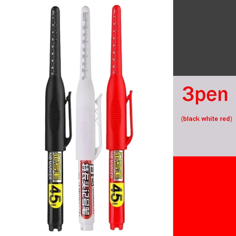 45mm Tip Waterproof Long Head Marker Pen set Quick-Dry Ink for Woodworking Construction Deep Hole Non-Toxic Black Red Blue White