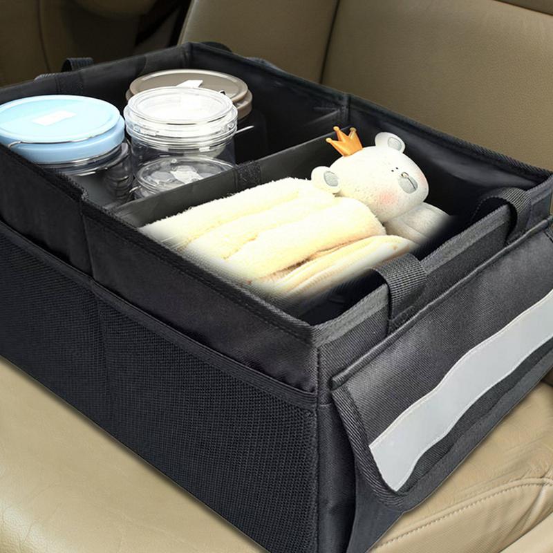 Organizador de Porta-Malas de Carro Impermeável Dobrável Resistente Organização de Carro à Prova de Poeira Múltiplos Compartimentos Acessórios Automotivos Porta-Malas