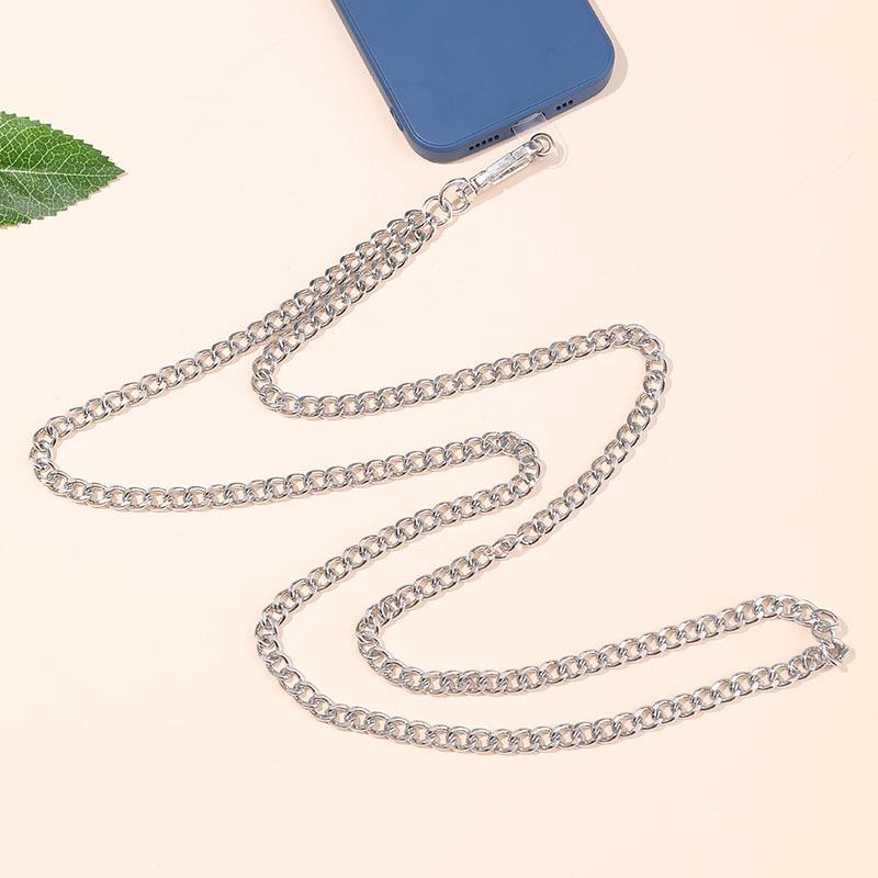 Metalowy łańcuszek do telefonu crossbody odporny na upadki z klipsem i smyczą 125 cm