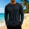 Maglia da uomo a maniche lunghe, girocollo, traspirante, fresca, atletica, per allenamento e uso casual